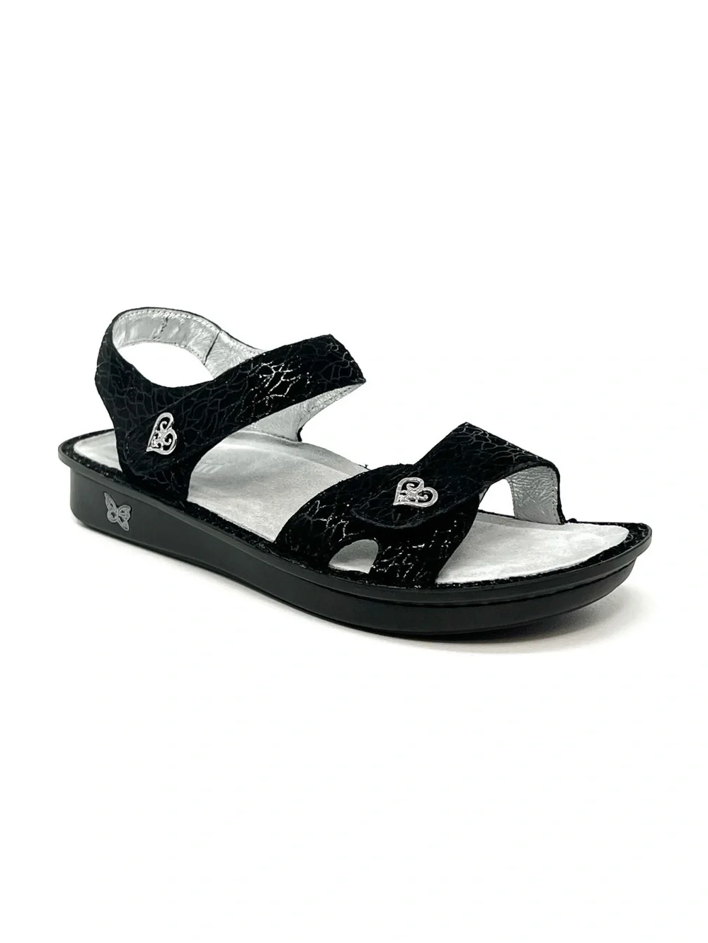 Alegria Women's Vienna Black Waverly Sandals Heart Size 42 = 11.5-12 Leather EUC
